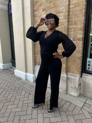 Chiffon Sleeve Wrap Jumpsuit