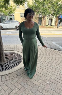 Chic Knit Top &amp; Linen Pants Set