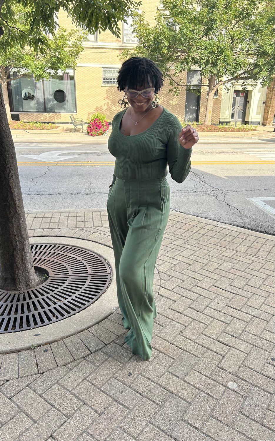 Chic Knit Top &amp; Linen Pants Set