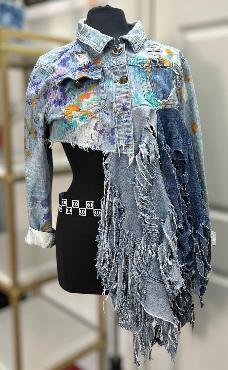 Painted in Fringe Denim Jacket
