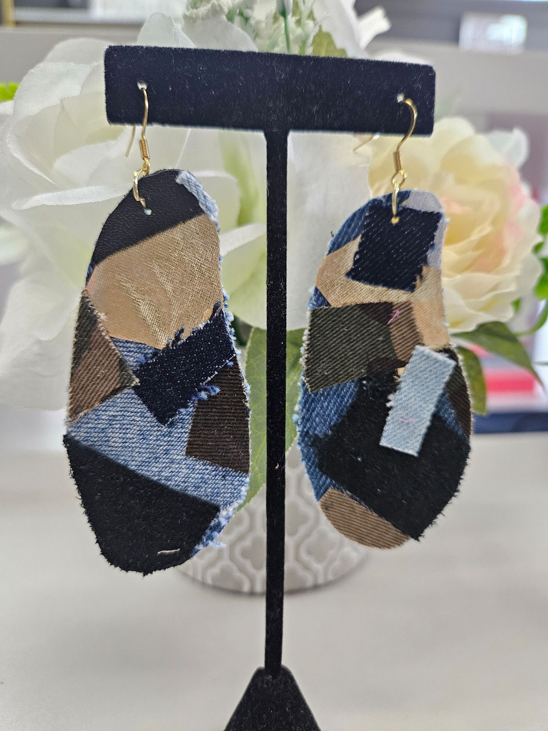 Denim Patchwork Earrings