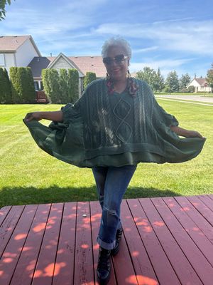 Mixed Sweater &amp; Fabric Oversize Top