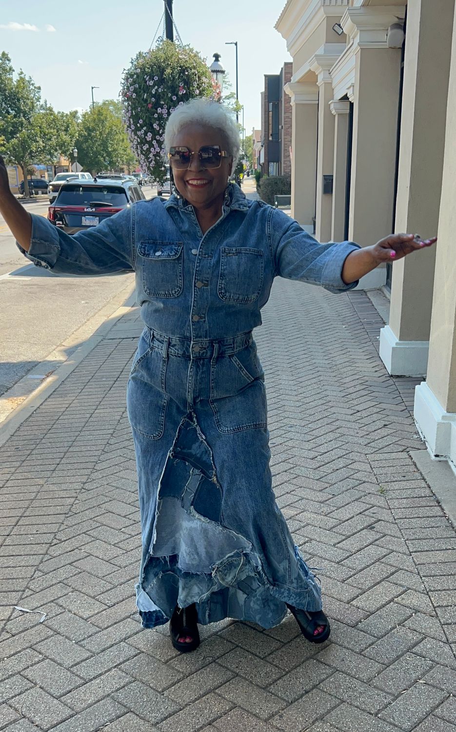 Denim Patchwork Maxi Dress