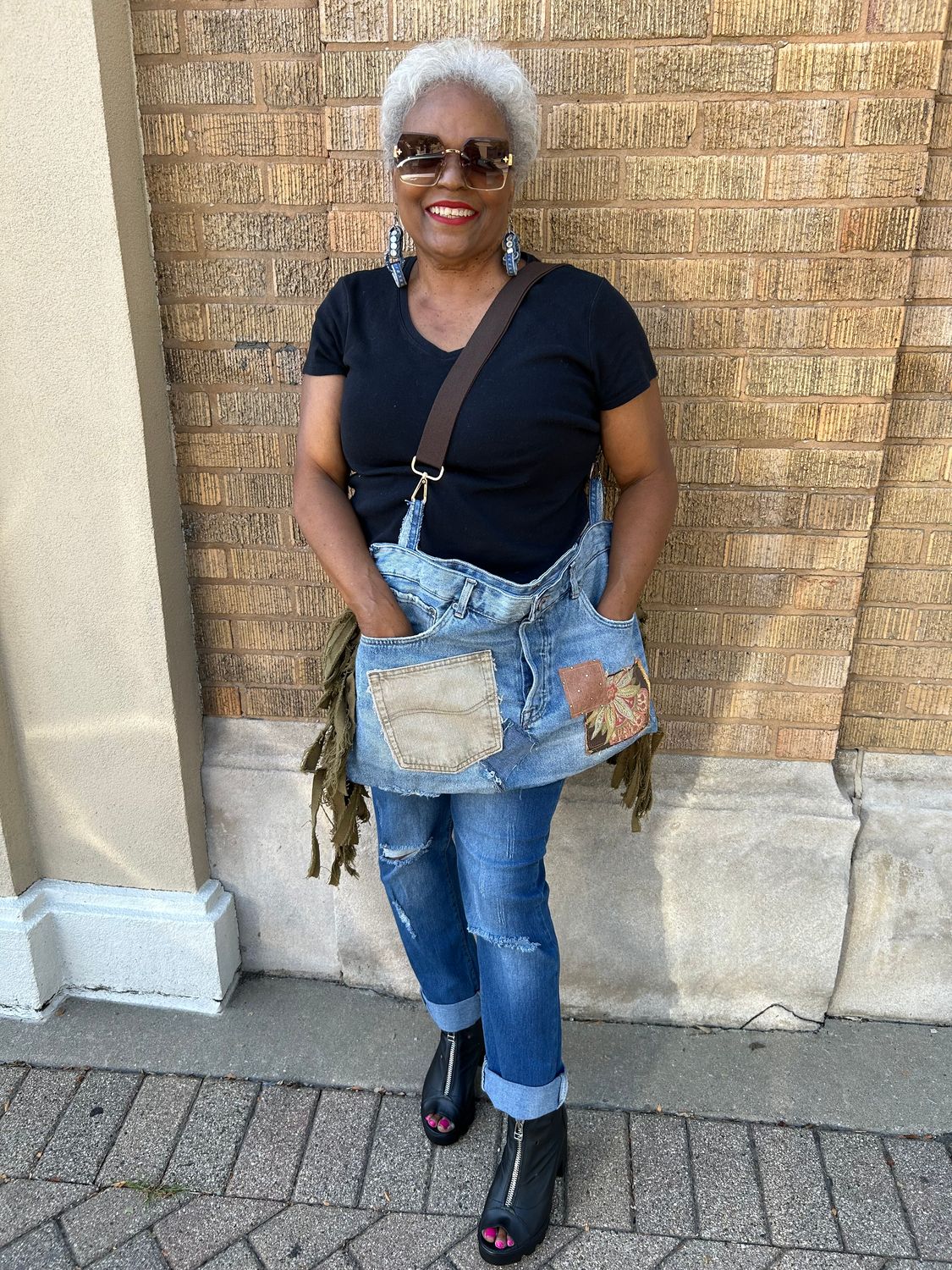 Denim Shorts Fringe Purse