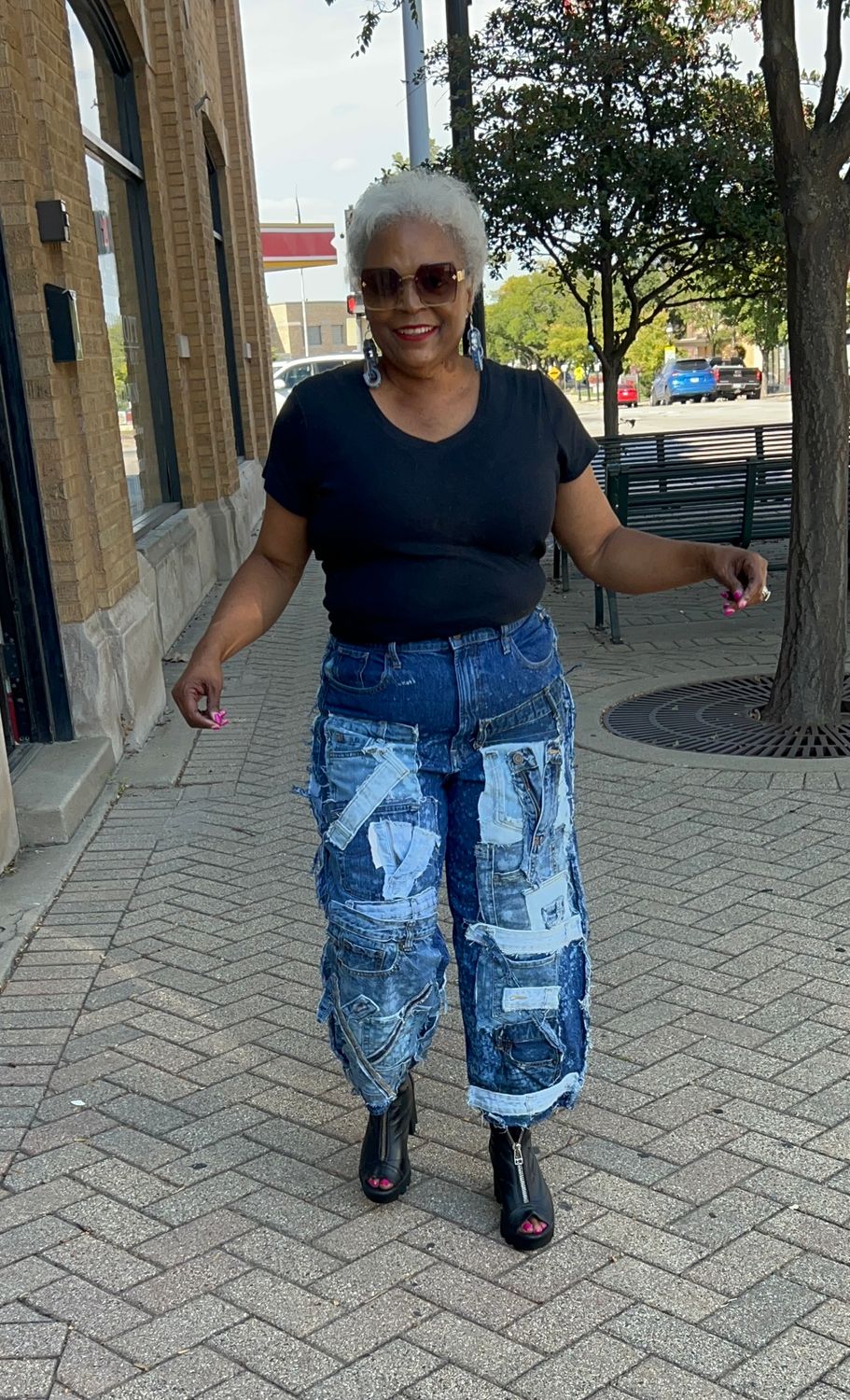 Patchwork Crop Jeans