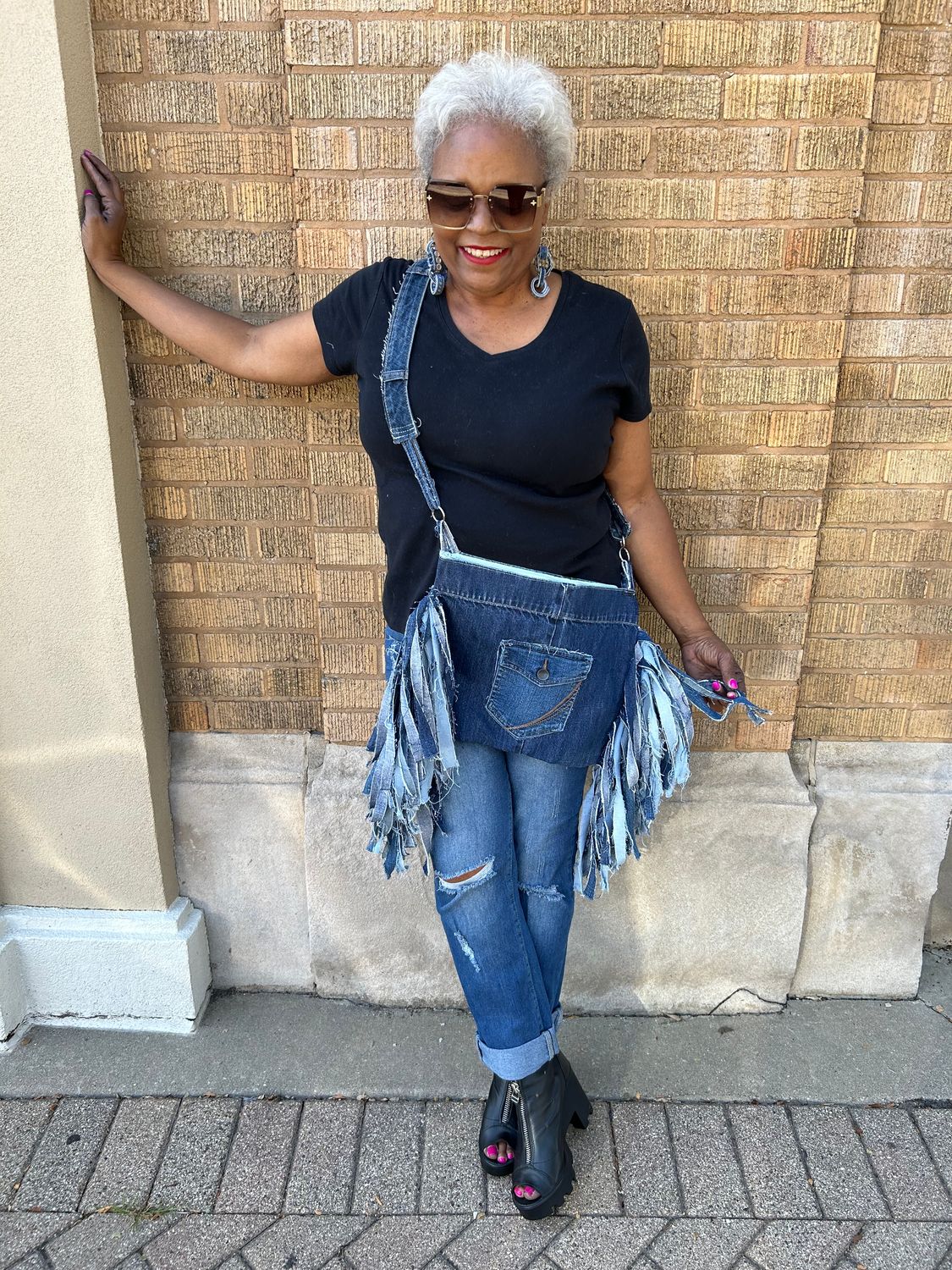 Denim Fringe Purse