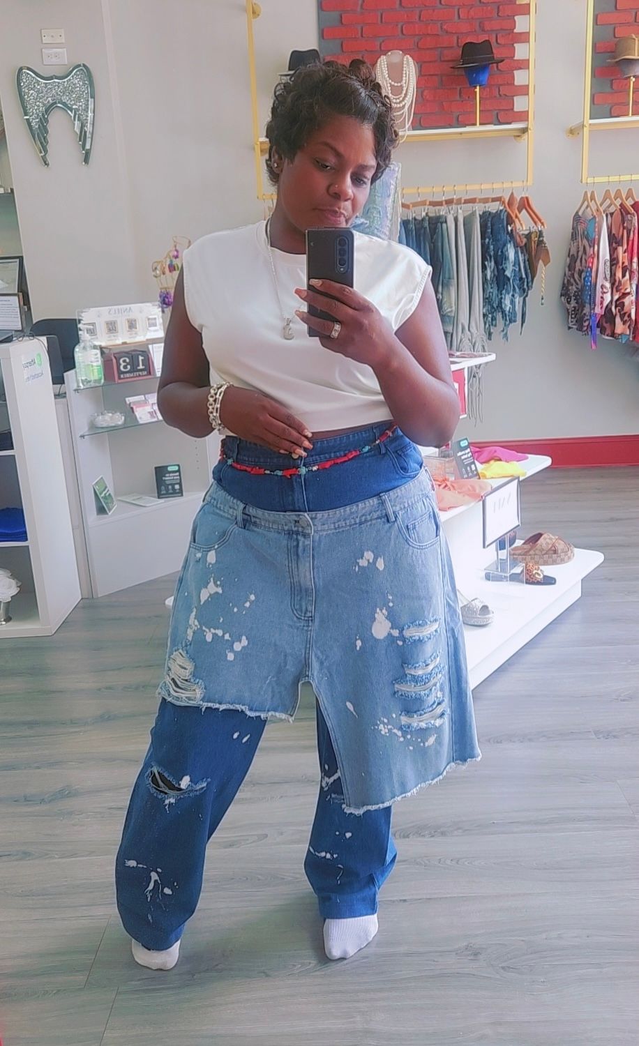 Double Layered Destroyed Jeans