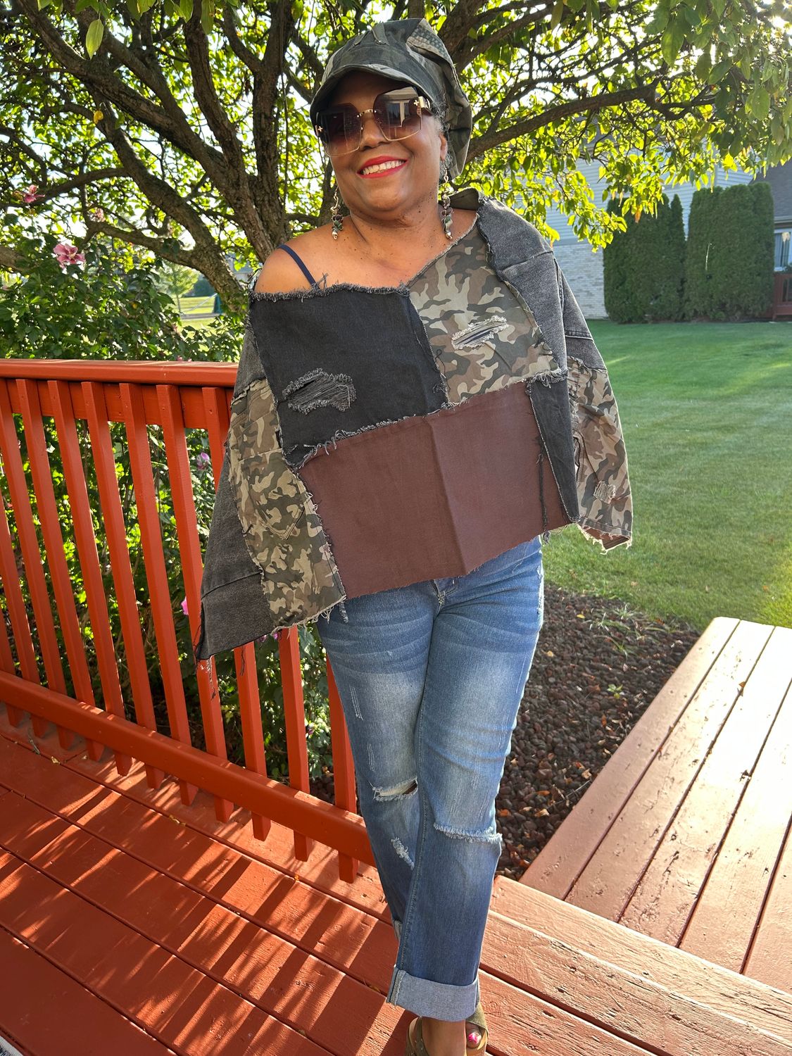 Camo &amp; Denim Upcycled Poncho