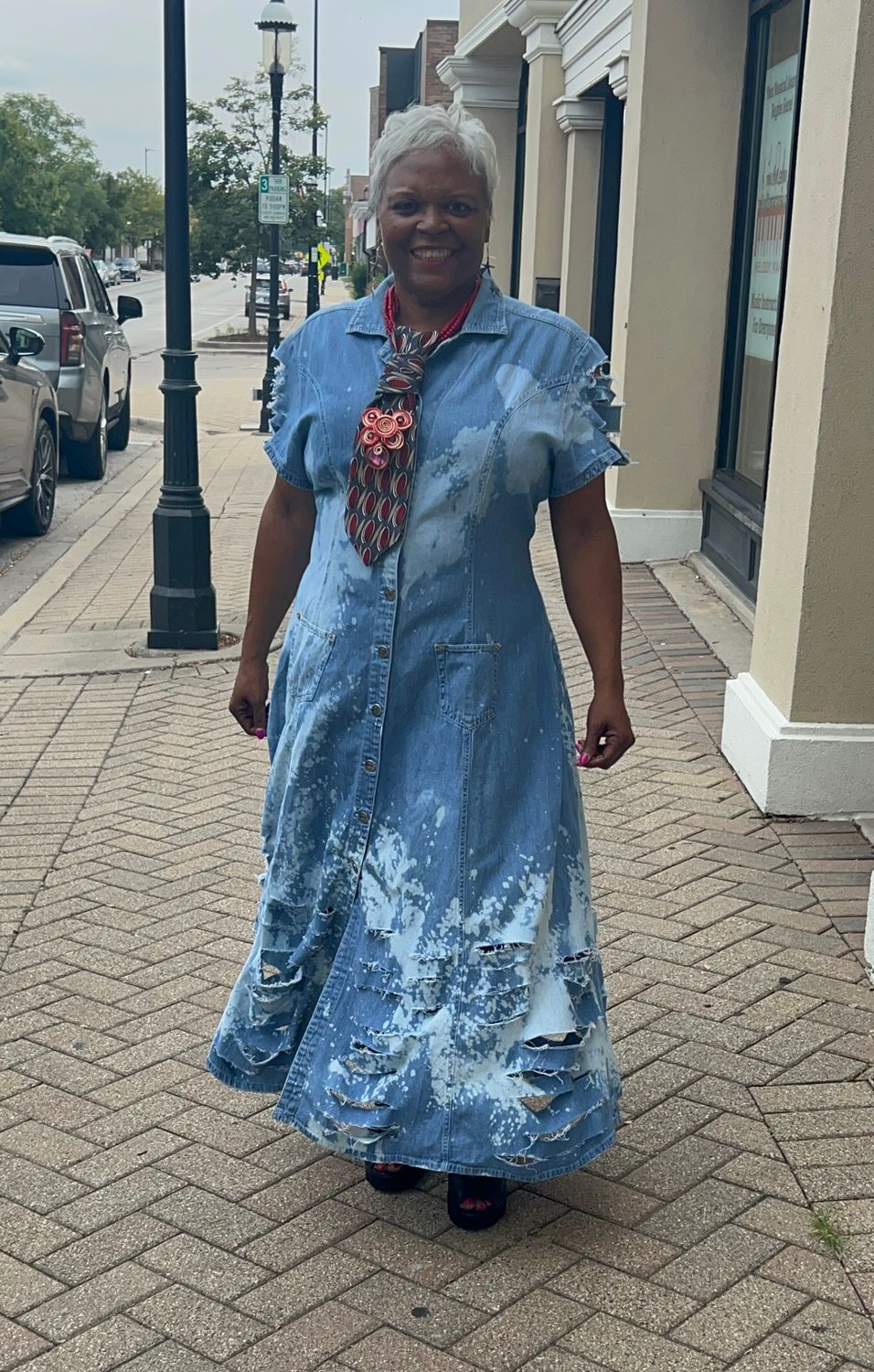 Denim &amp; Distressed Dress