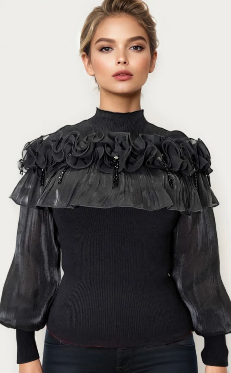 Beaded Fringe Sweater Top