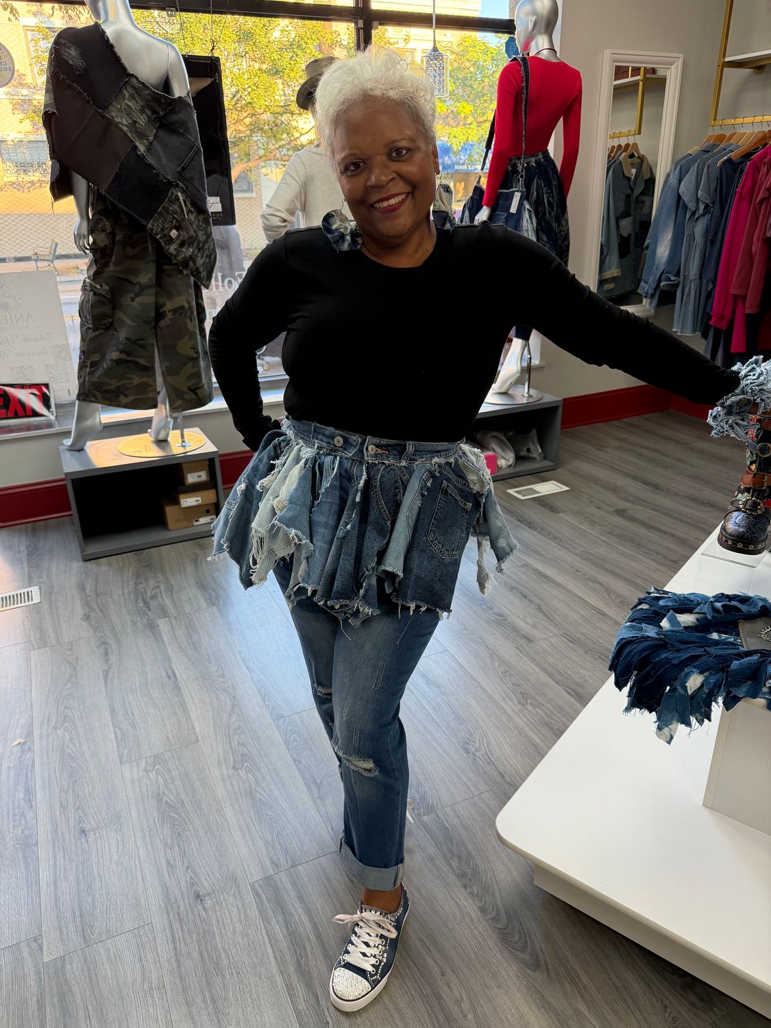 Denim Peplum Skirt Belt