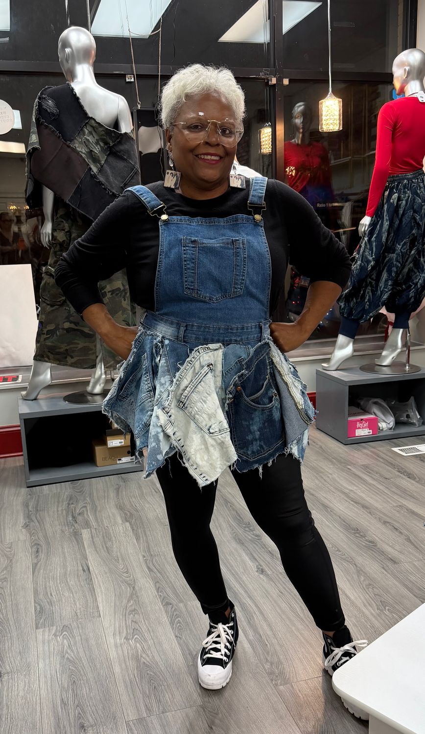 Denim Overall Peplum Top
