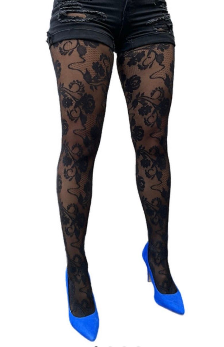 Black Flower Tights