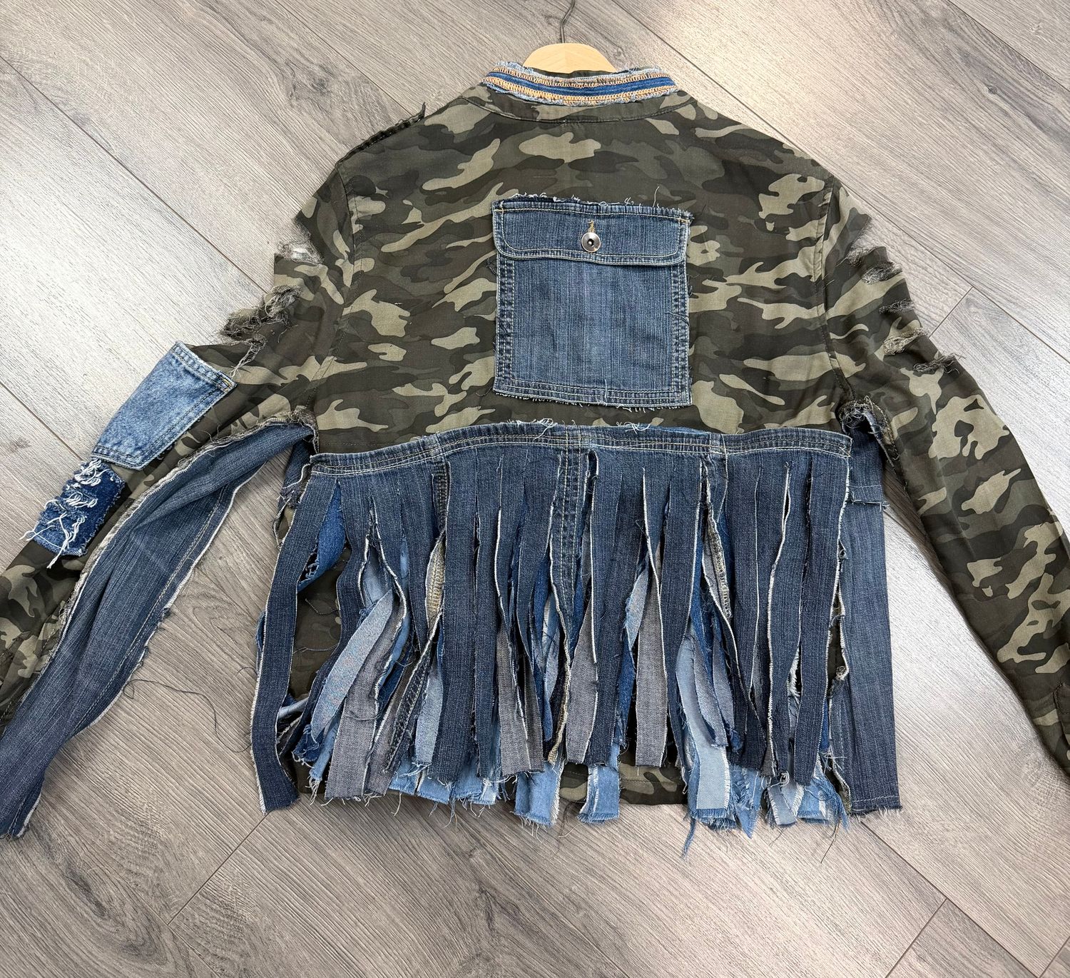 Camo Denim Pleat Jacket