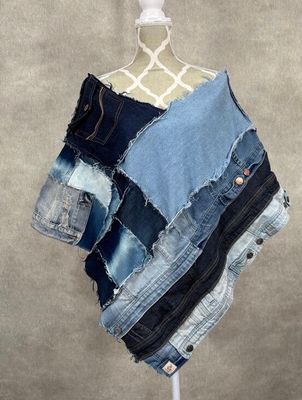 Denim Upcycled Poncho