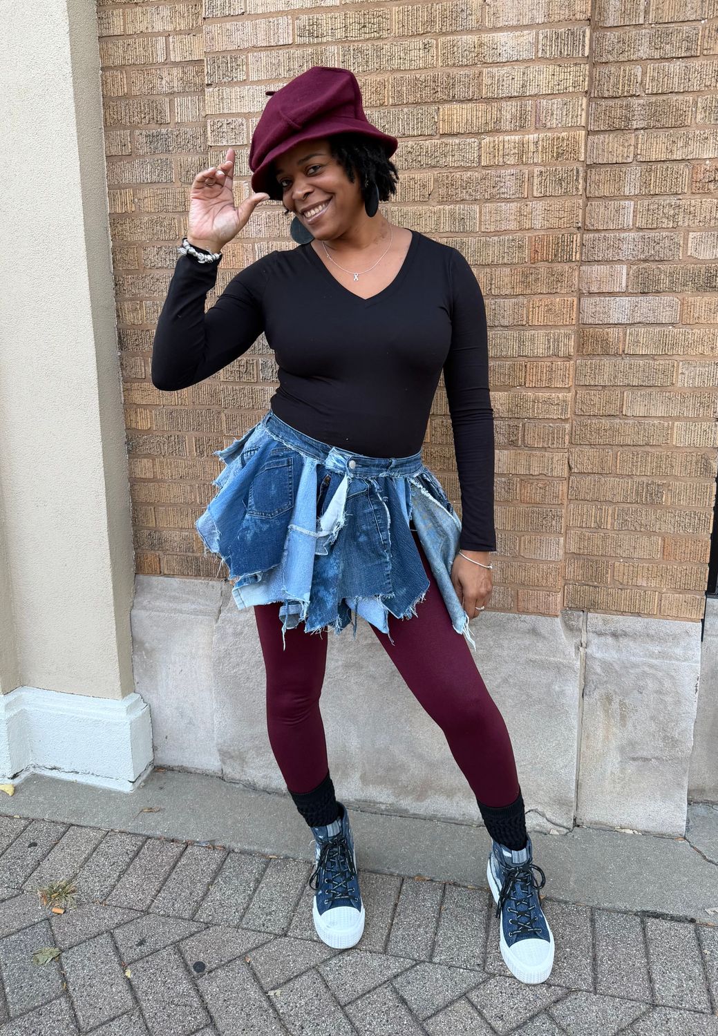 Denim Peplum Skirt Belt