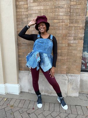 Denim Peplum Overall Top