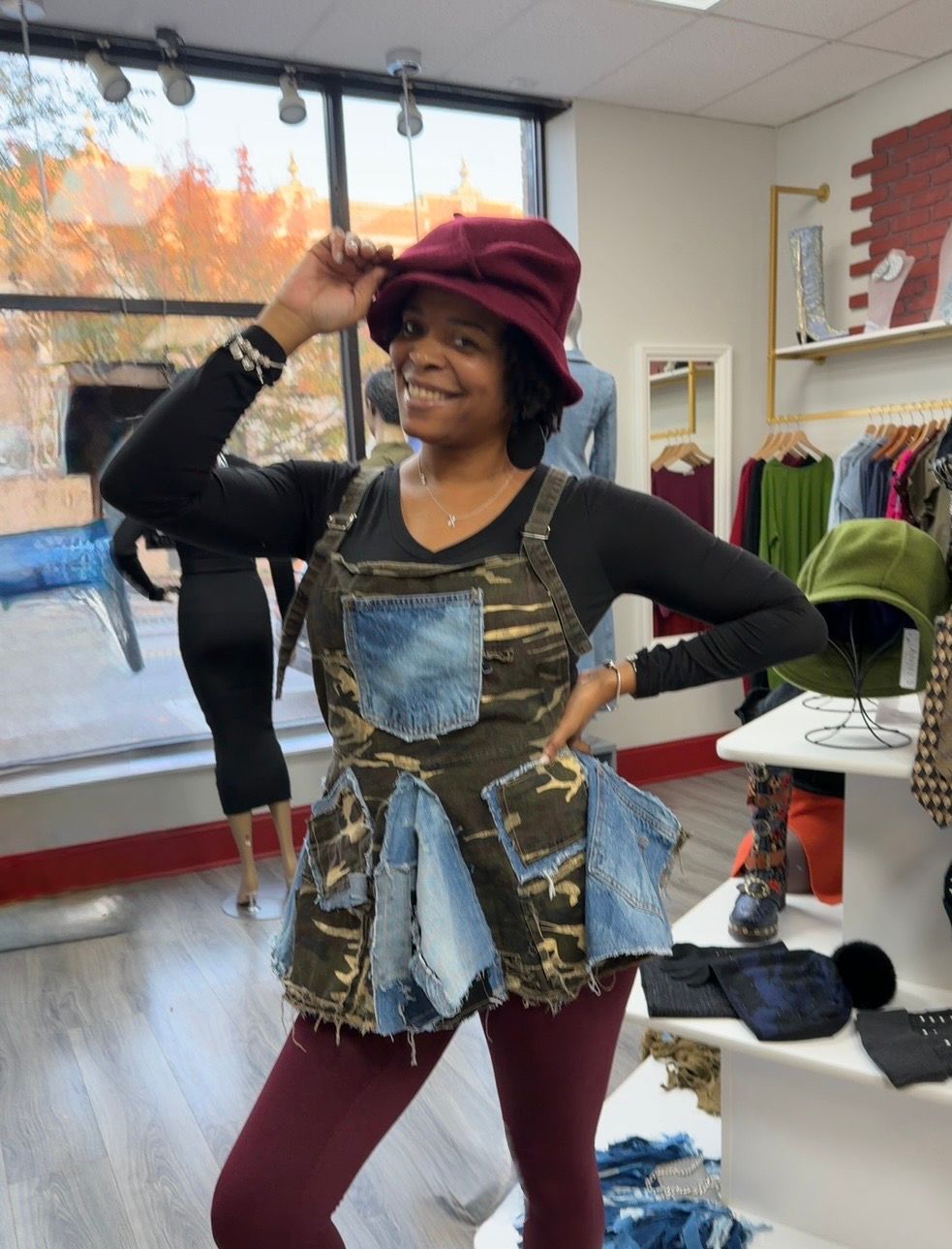 Camo &amp; Denim Peplum Overall Top