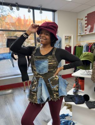 Camo &amp; Denim Peplum Overall Top