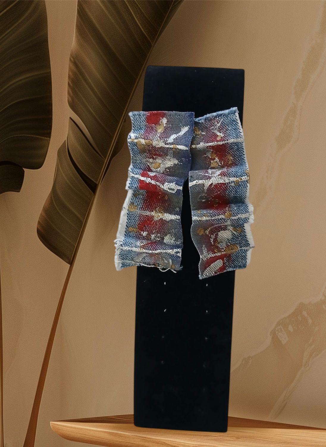 Hand painted Denim Earrings