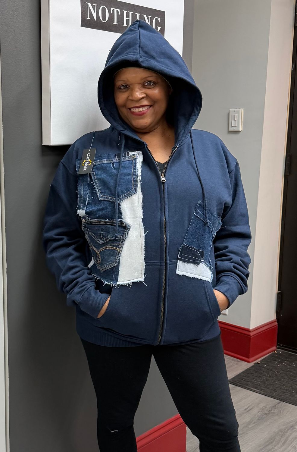 Distressed Zip Sweatshirt