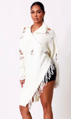 Distressed Asymmetrical Sweater