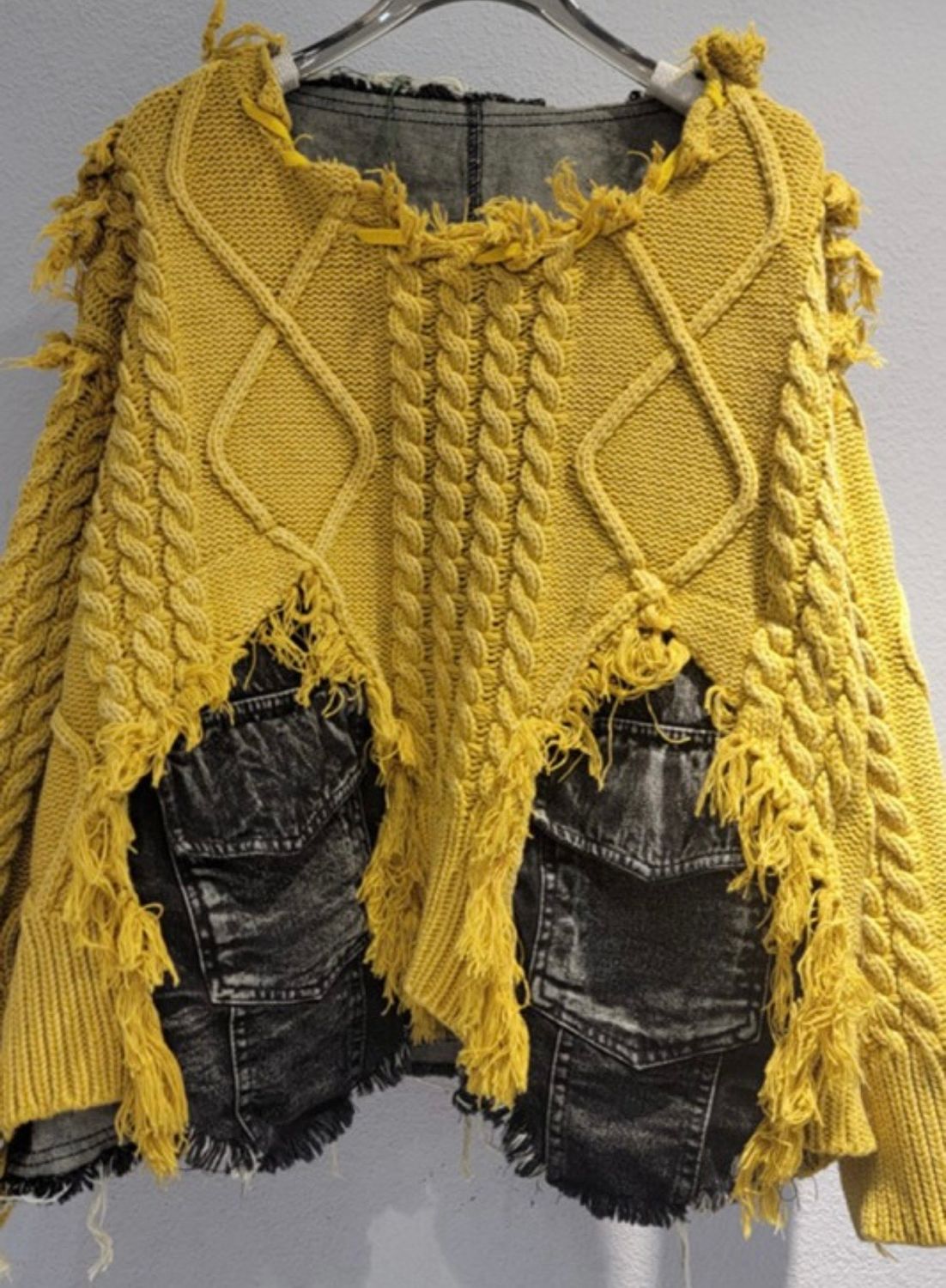 Distressed Cable Knit Sweater