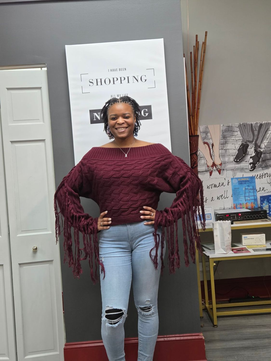 Knit Tassel Off Shoulder Sweater