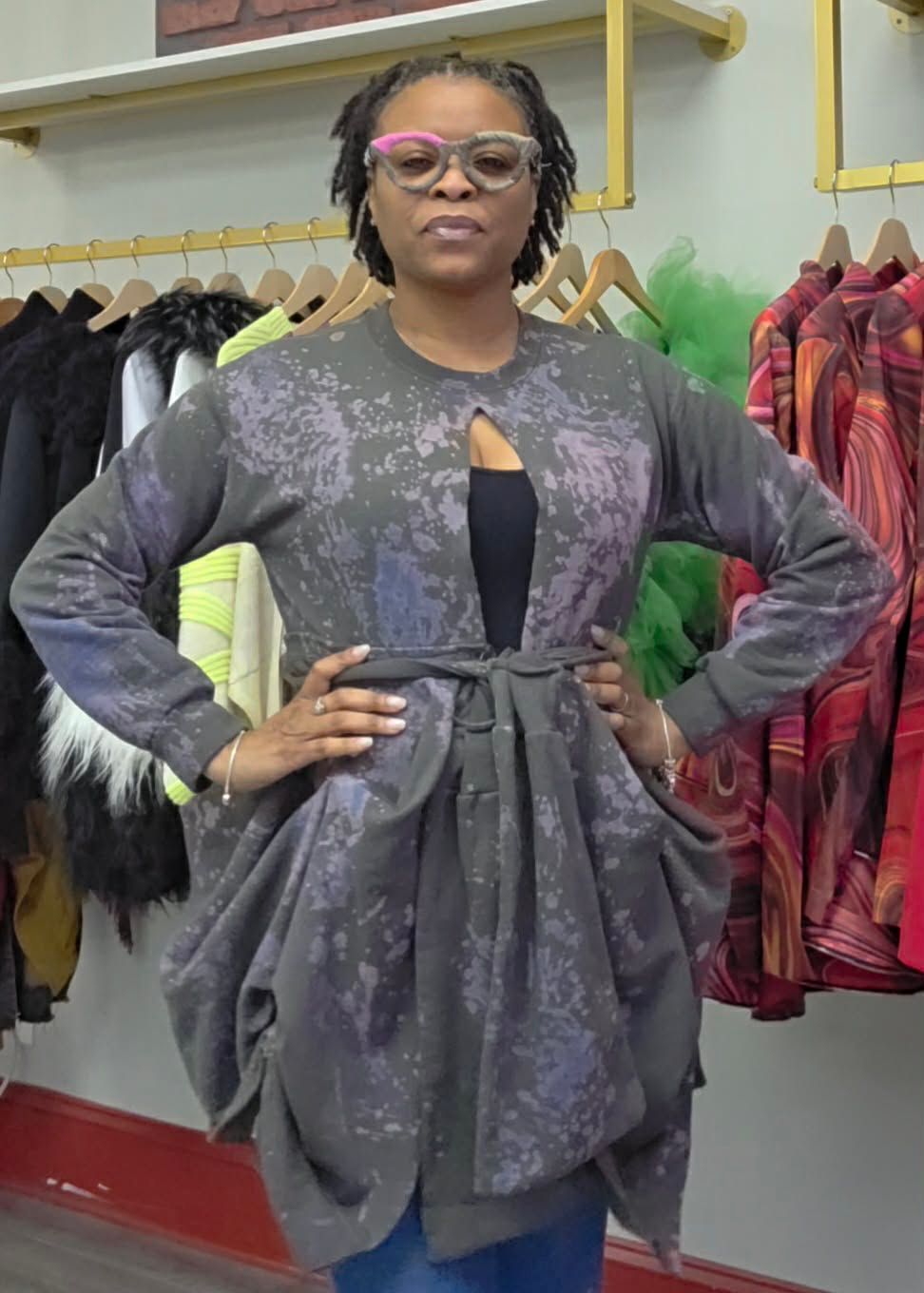 Tie Dye Olive Bohemian Sweater Dress