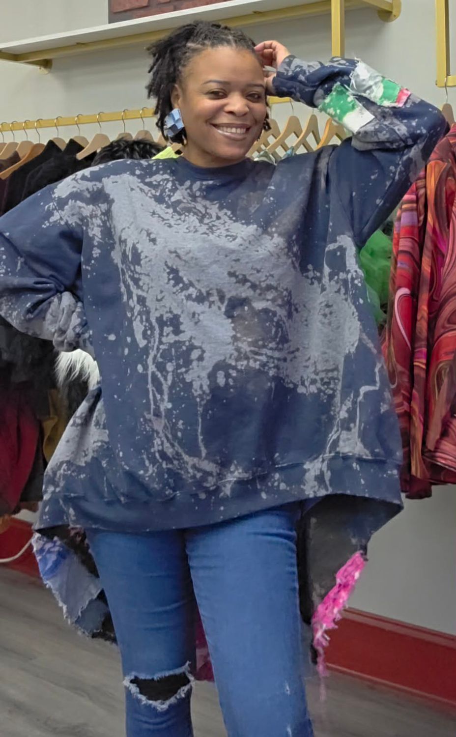 Draped Tie Dye Sweatshirt