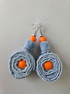 Circular Denim Earrings
