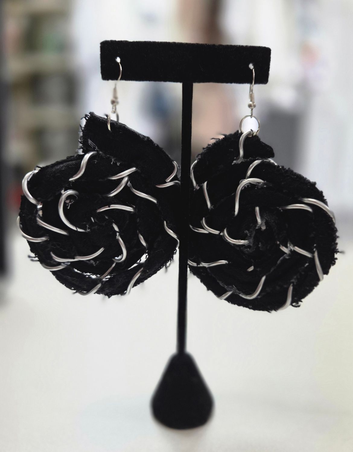 Circular Denim Earrings