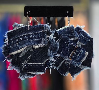 Circular Denim Earrings