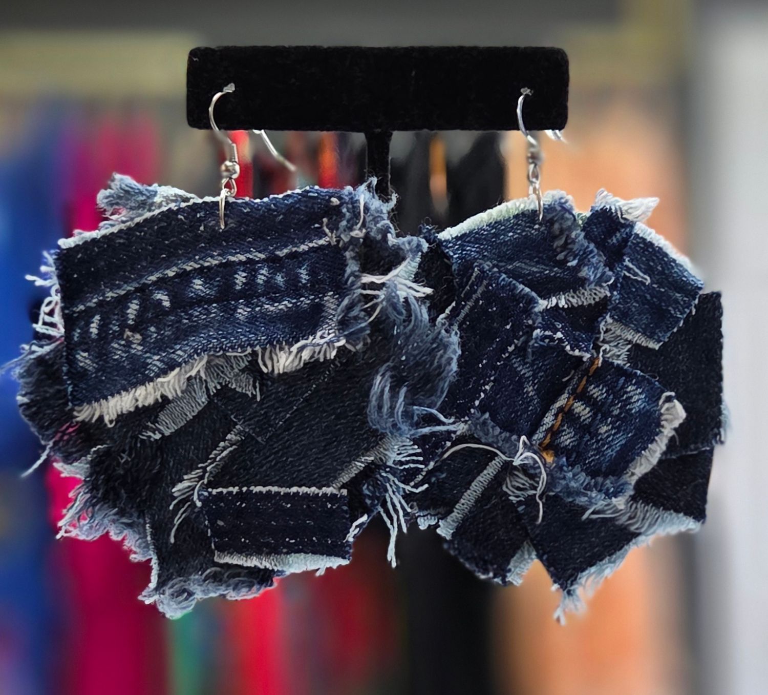 Circular Denim Earrings