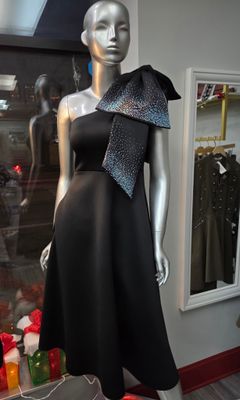 One Shoulder Bling Bow Dress