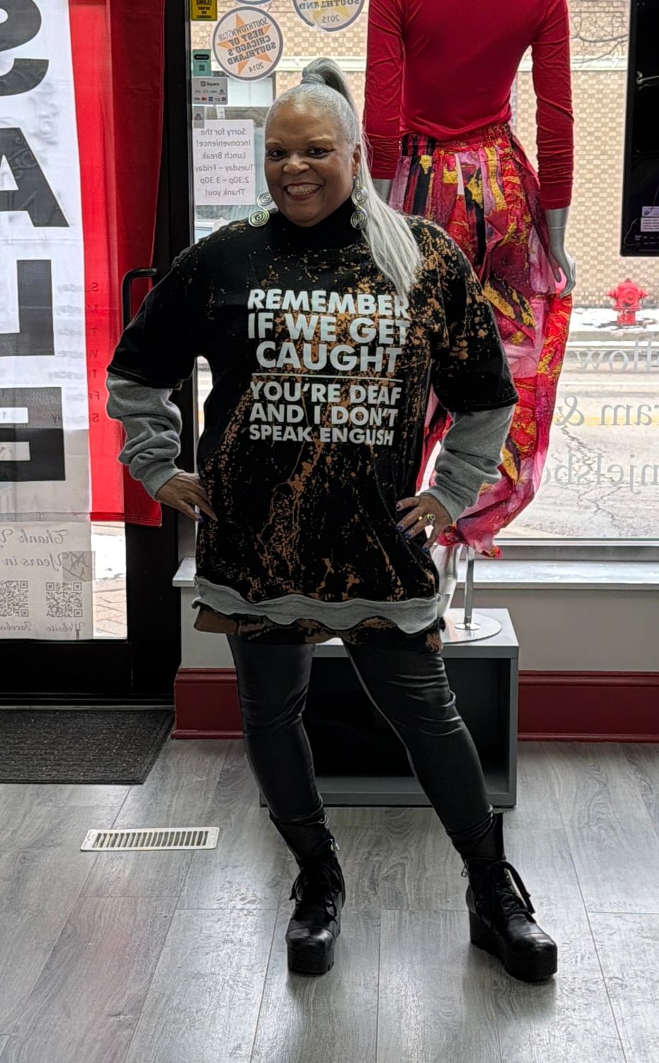 Black Splash Sweatshirt Dress