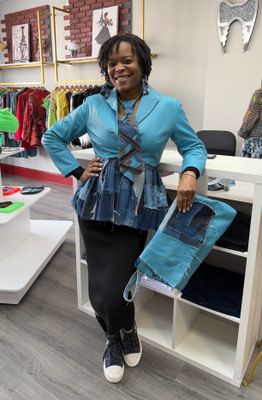 Leather Denim Peplum 3Pc Set