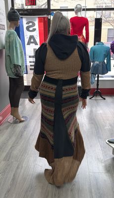 Mixed Fabric Sweater Dress