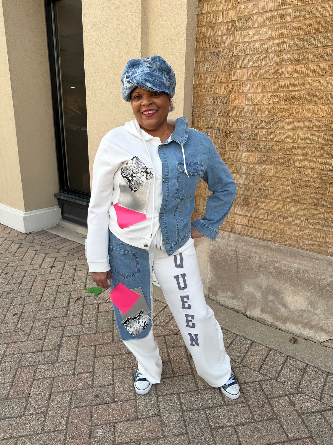 2-Tone Denim Contrast Set - White