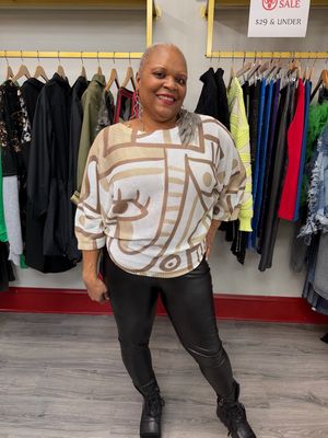 Italian Beige Abstract Sweater