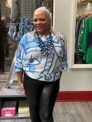 Italian Blue Abstract Sweater