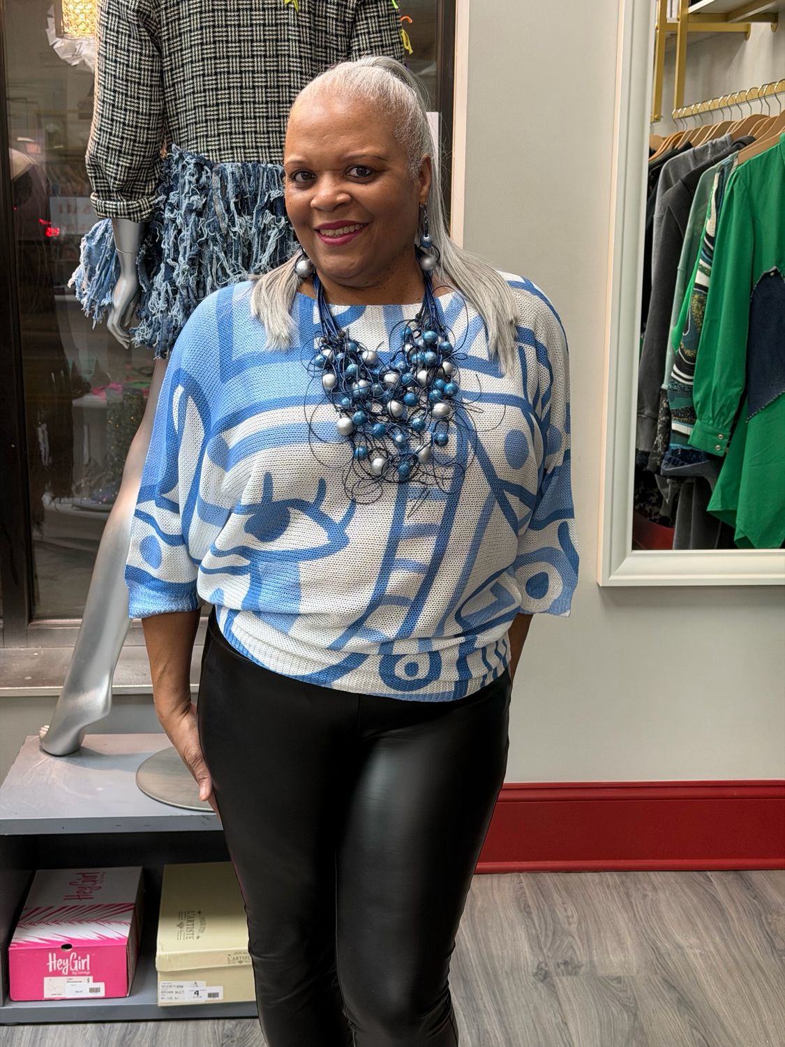 Italian Blue Abstract Sweater