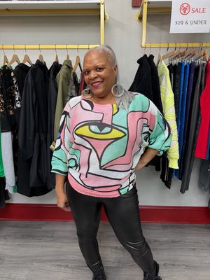 Italian Pink Green Sweater