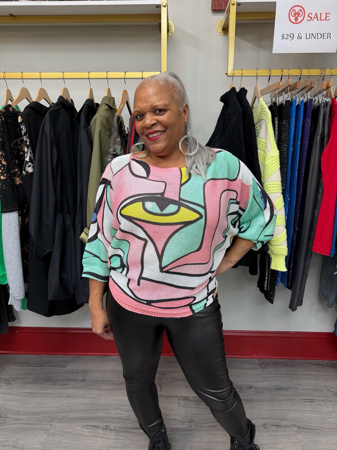 Italian Pink Green Sweater