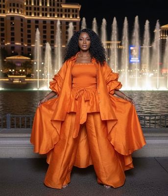 Faux Silk Duster &amp; Palazzo Pant Set