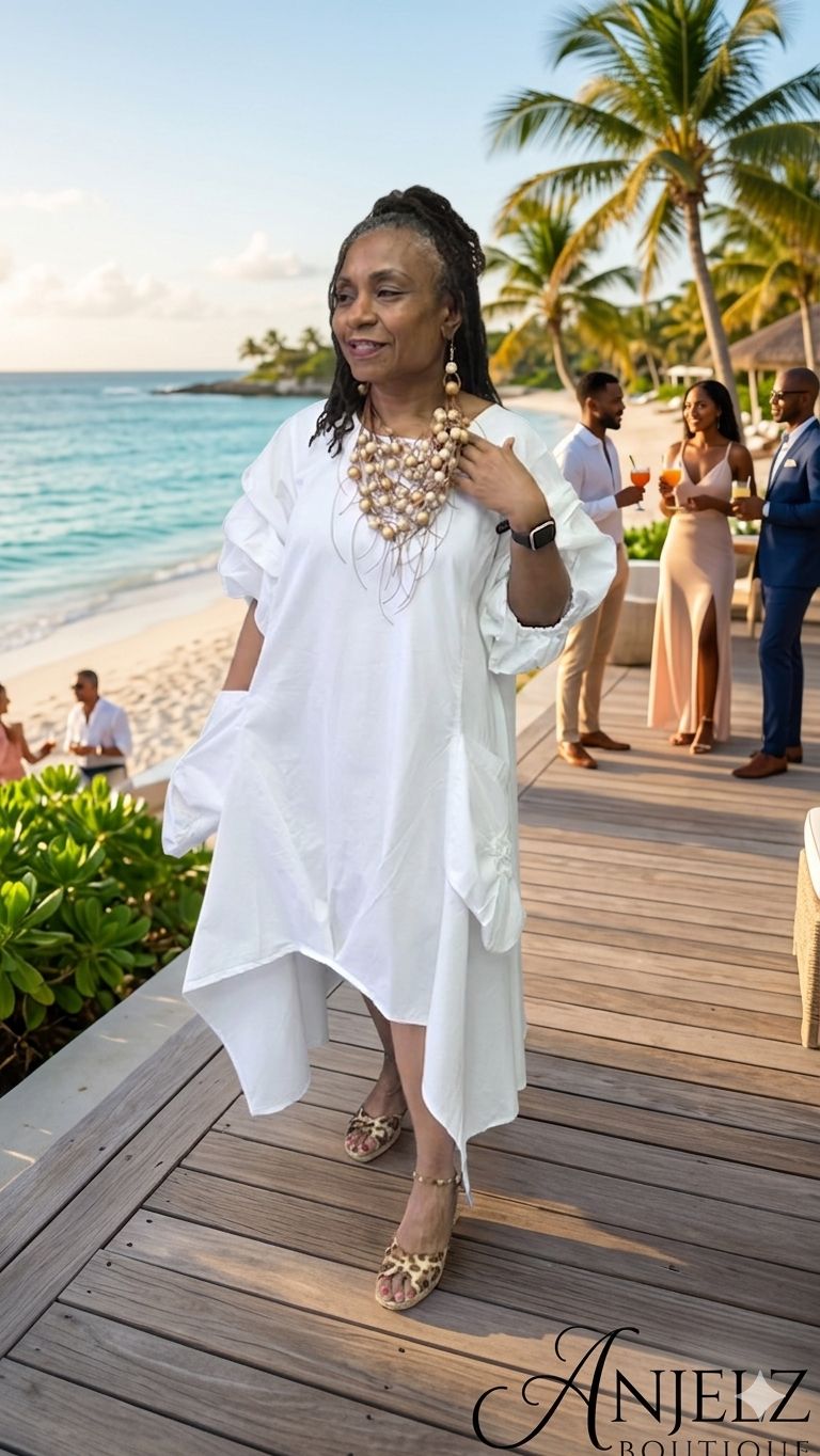 Big Pocket White Balloon Dress