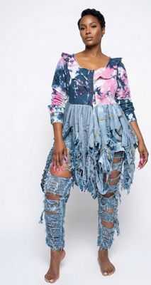 Tie Dye Distressed Denim