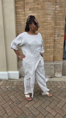 Sequin Heart Linen Palazzo