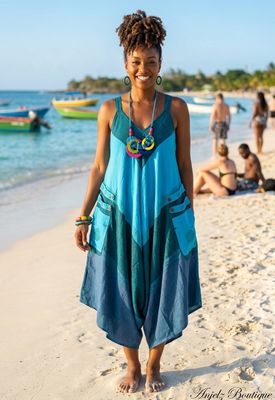 Stonewashed Colorblock Jumpsuit