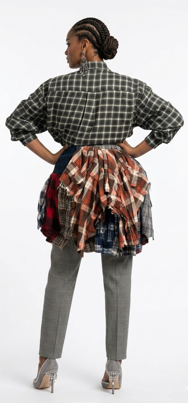 Plaid Peplum Skirt
